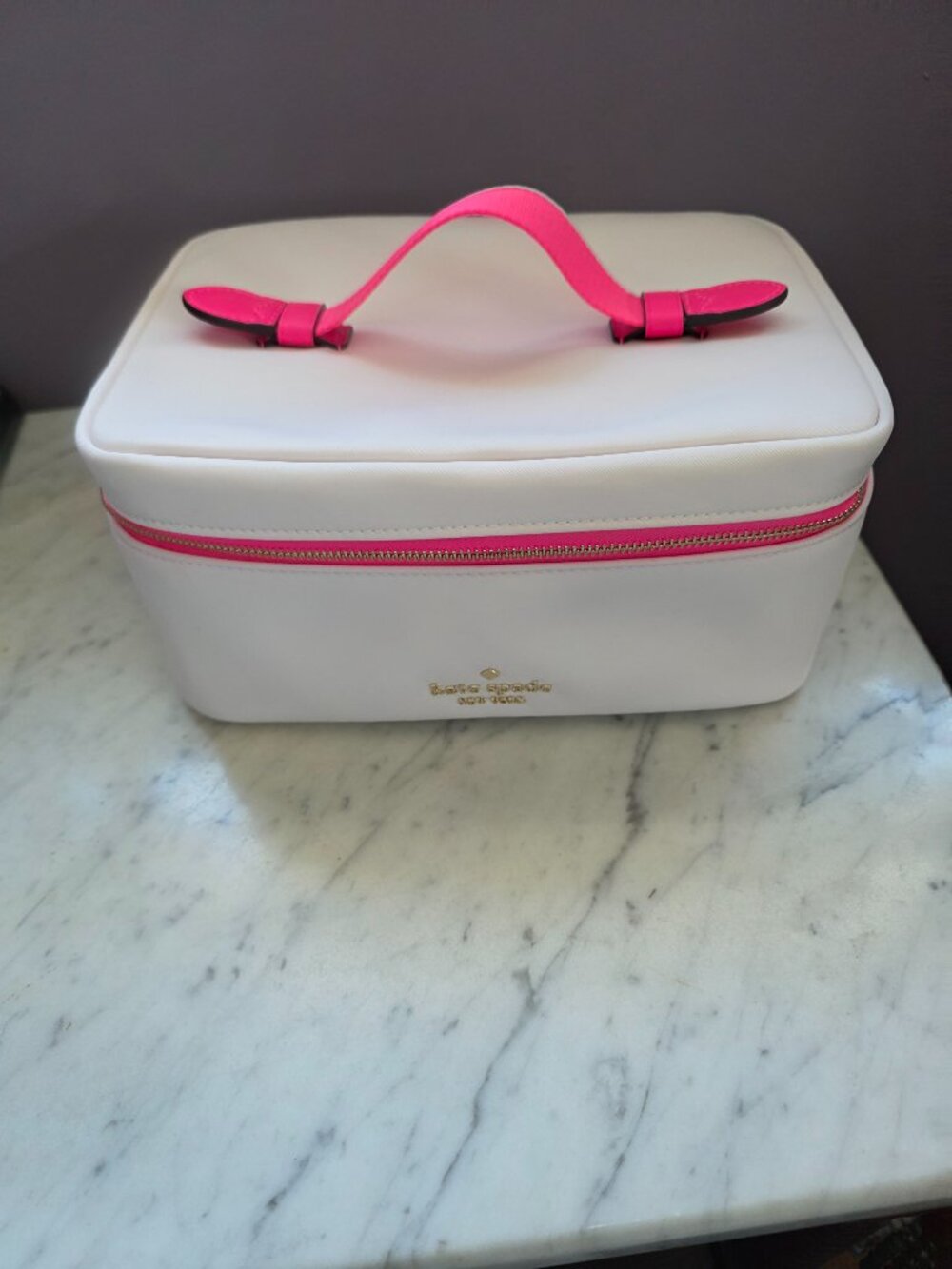 Kate Spade Chelsea Train Case Cosmetic Bag Travel Organizer Pink  Jewelry Case